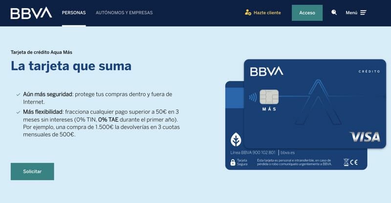 Tarjeta Aqua Mas BBVA