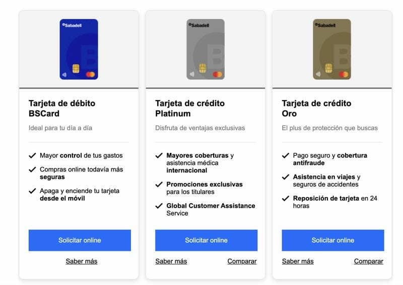 Tarjeta de débito gratuita Banco Sabadell